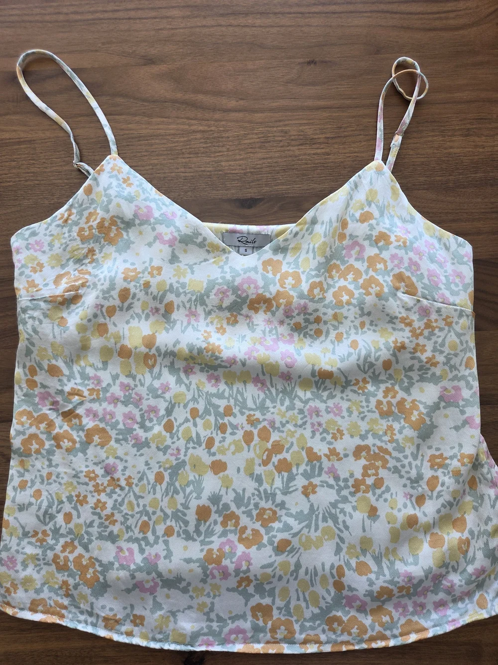 Rails Paolo Summer Meadow Floral Print V-Neck Satin Camisole Top, Size Small - Picture 4 of 8